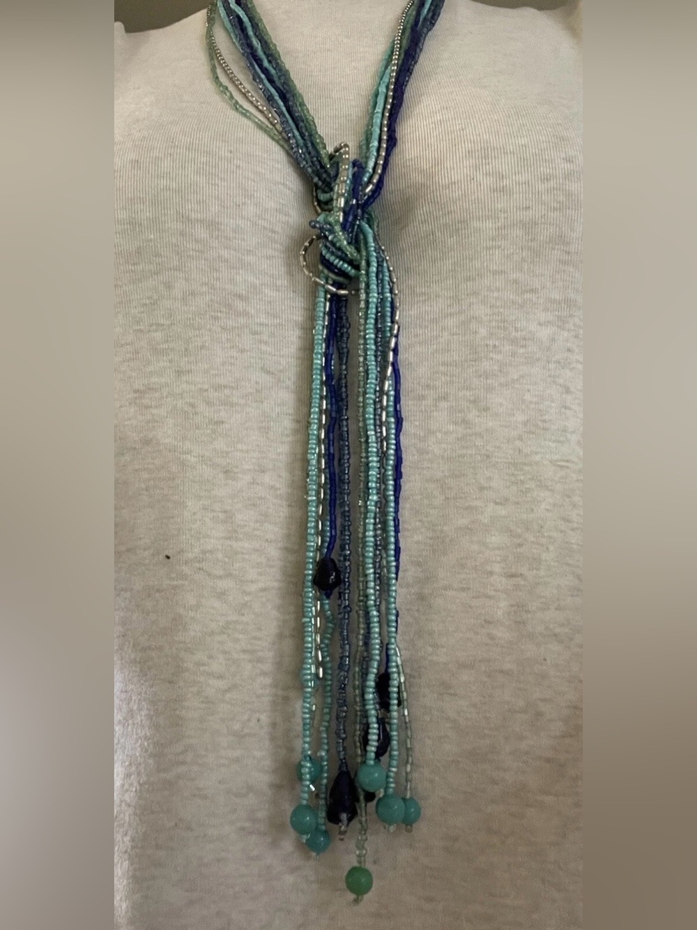 Vintage 1980s Glass Seed Bead Lasso/Lariat Multi Strand & Color Necklace or Belt